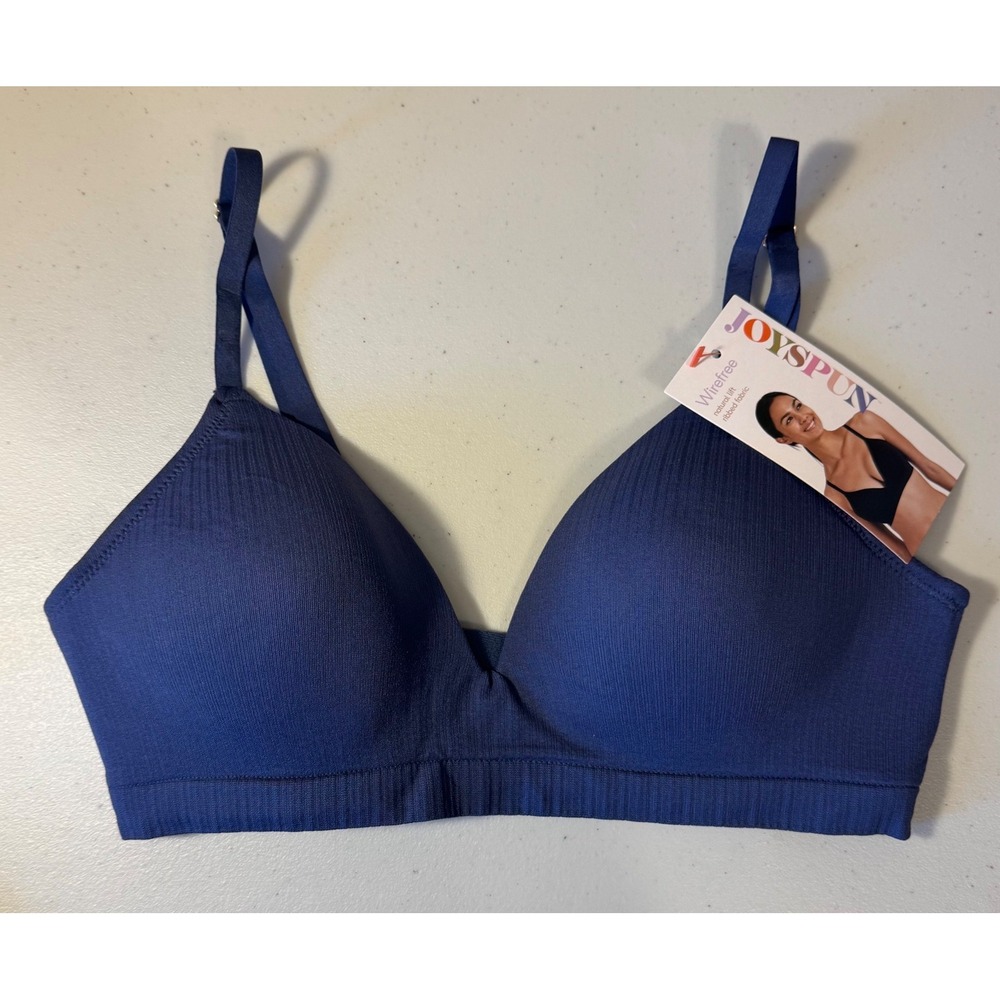 Joyspun Wirefree Bra Women Small Dark Iris Ribbed Natural Lift NEW
